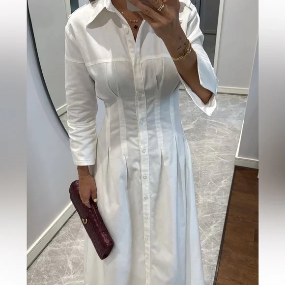 Zara | Dresses | Zara New White Midi Shirt Dress 239577250 Zara | Dresses | Zara New White Midi Shirt Dress 239577250